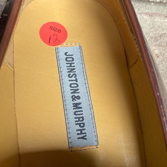 JOHNSTON & MURPHY Men's Brown Tassel Slip On Gator Print Loafers Size 12 - Picture 7 of 11